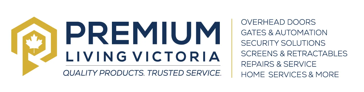 Premium Living Victoria logo, quality products, trusted service. Overhead doors, Gates & automation, security solutions, screens & retractables, repairs & service, home services & more.